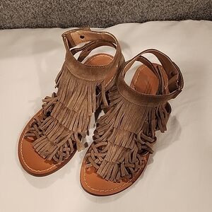 Zara Brown Fringe Sandals